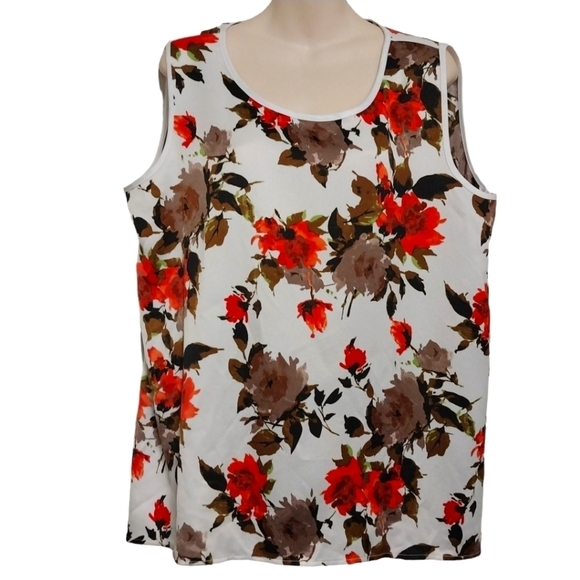 Mario Serrani Italy Sleeveless Hi Lo Floral Top Sz XL - Picture 1 of 5